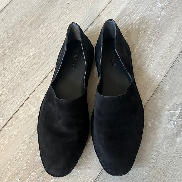 Vince Women's 5.5M Black Nubuck Slip On Minimalistic Flat High Quality Loafer - Picture 3 of 6